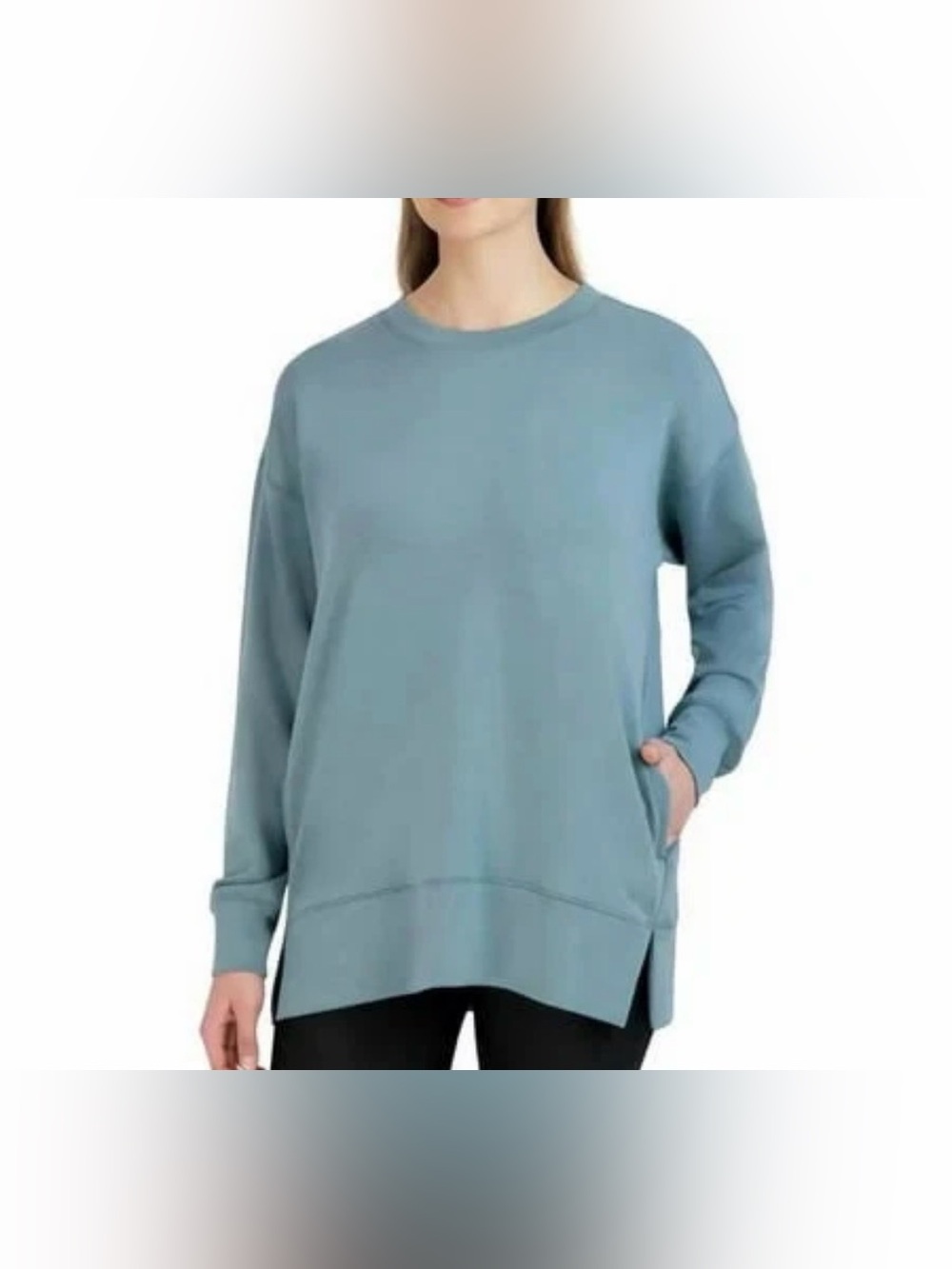 Sage Collective Scuba Cozy Crewneck Sweatshirt Green in Medium - C10-037